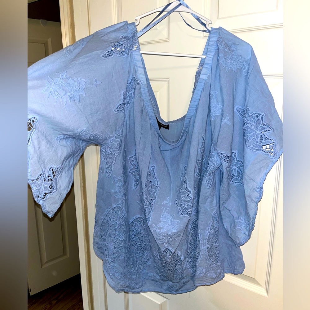 Lane Bryant Off the Shoulder Embroidered Blouse Sz 26/28